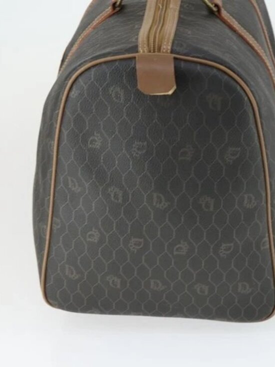 Christian Dior Honeycomb Canvas Boston Bag PVC Black Gold Auth ep12688 - Picture 3 of 16